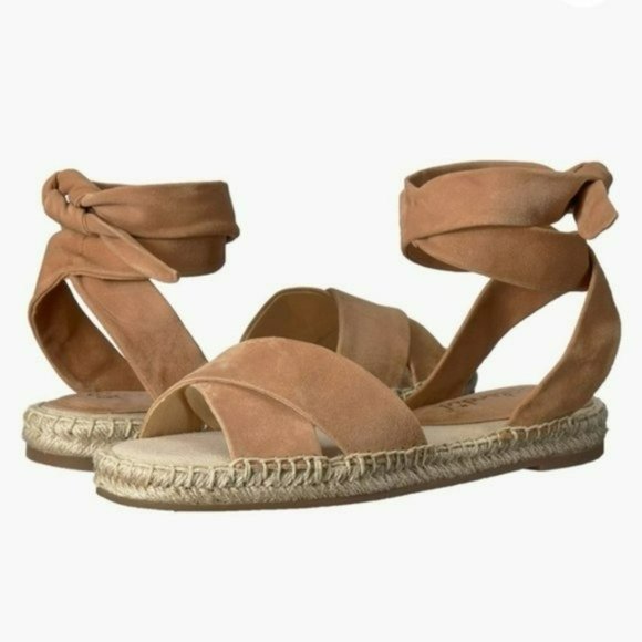 Splendid Tereza Tan Suede Leather Lace-up Espadrille Sandals -8 - Picture 2 of 9